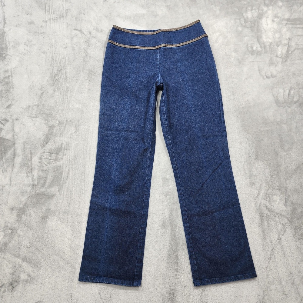 Vintage Pendleton Jeans Womens 6 Blue Denim Faux‎ Leather Trim Bootcut Side Zip